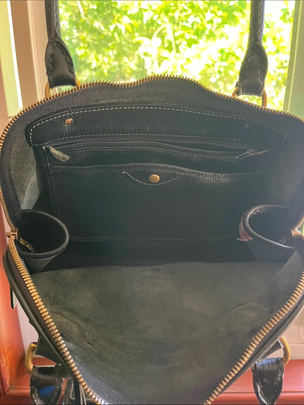 Dooney & Bourke Black Pebbled Leather Dome Satchel with Gold Hardware
